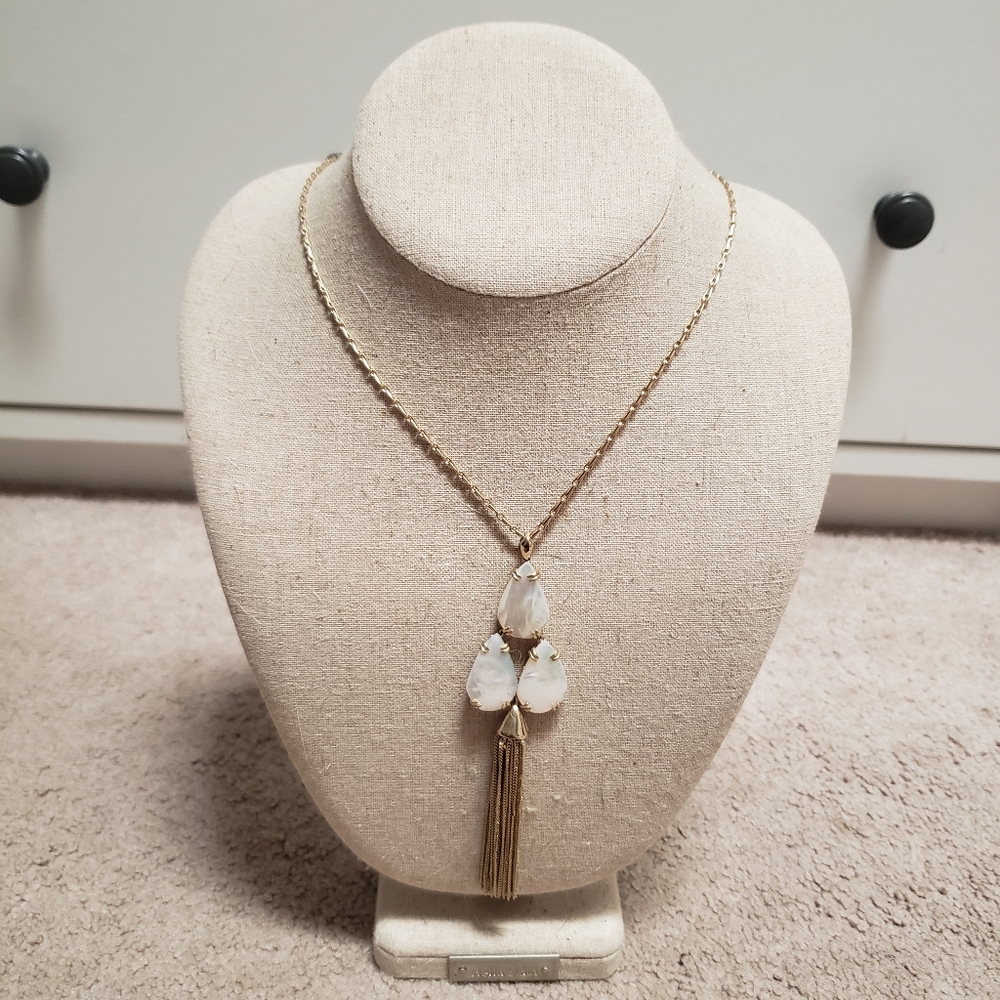 Stella and Dot Mother of Pearl and Tassel Pendent